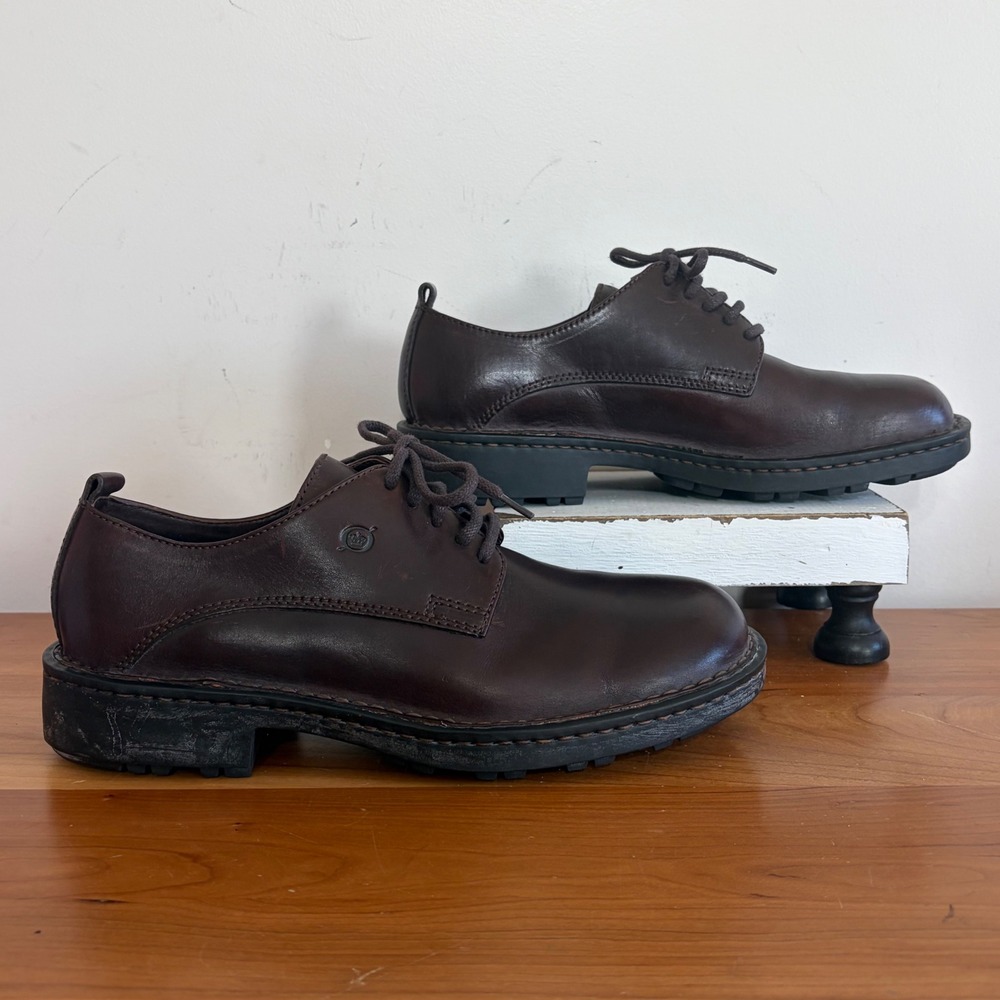 Born Mens B6475 F2 Dark Brown Leather Lace Up Oxford Derby Shoes Size 9 42.5